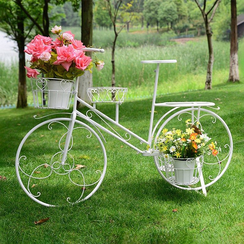 庭院自行车铁艺花架户外阳台橱窗装饰拍摄室内落地摆件创意花篮