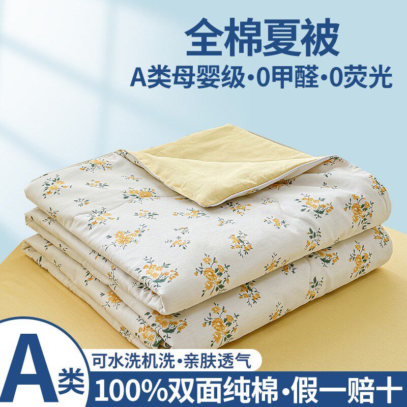 纯棉夏被空调被可水洗夏凉被100%全棉春K秋被单双人学生礼品薄被