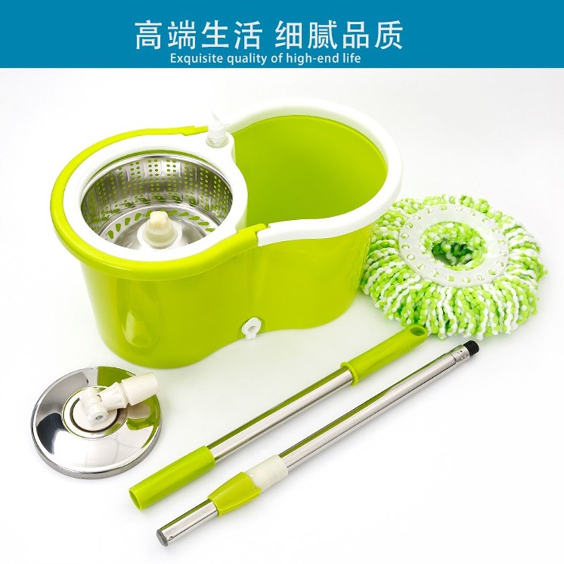 家用不锈钢手压甩干拖布拖把墩扦把旋转双P驱动自动拖把桶旋转
