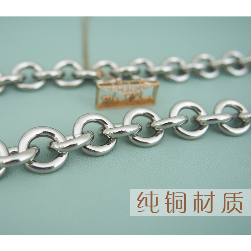 纯铜包链子粗金属链条宽肩带手提C链包带短肩带背包链银色高级配