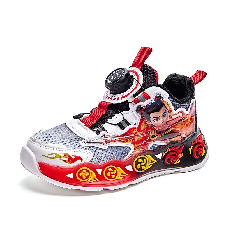 哪咤男童鞋子夏薄款男宝单网鞋透气夏季小男孩轻S便运动老爹鞋亮