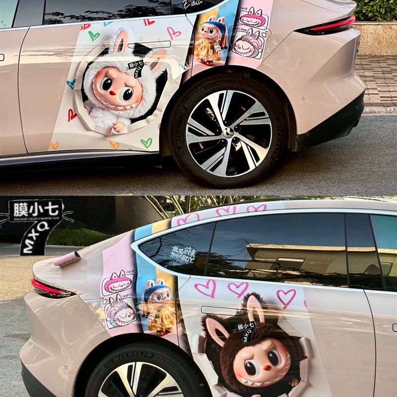 汽车贴纸两侧拉花后叶子板后门贴膜定制卡Q通贴画防水防刮车身