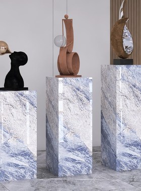 欧式时尚奢石岩板花架酒店展厅茶室大理石雕塑T摆件底座装饰台