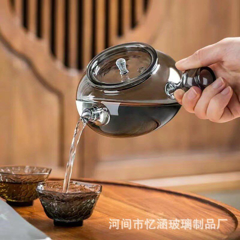 高硼硅侧把茶壶玻璃耐高温烧水壶花茶壶功夫茶具电陶炉煮茶壶套装