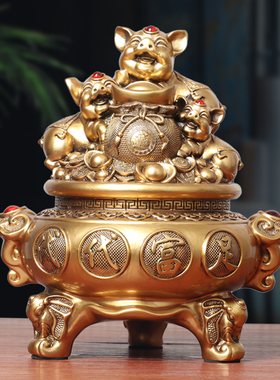 代代富足生肖猪猪聚宝盆存钱x罐摆件客厅酒柜装饰店铺乔迁开业礼