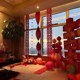 酒礼专用婚房布置套结婚出嫁新F99S69H8房客厅卧室店婚女方全套拉