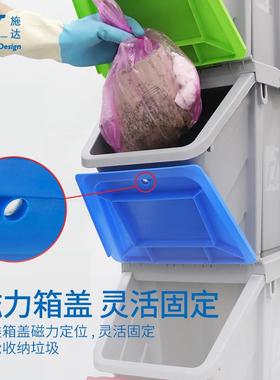 施达组RAS合式带盖厨推余垃圾分类收纳桶酒餐箱饮保洁手工具店清