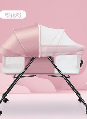 新款婴489抚儿摇摇椅摇篮床宝宝安椅躺童椅儿摇可折叠四轮婴儿摇