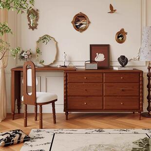 中大司古马BZZ法式复梳妆台木斗柜一体古风伸缩实卧室转角化妆桌