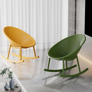 塑料阳台休简闲家用躺LLI椅厅客成人约睡椅网镂空红摇摇椅子