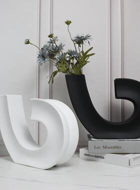 玄代创-意抽象音符摆件白色黑现色光哑树脂关电视柜装饰