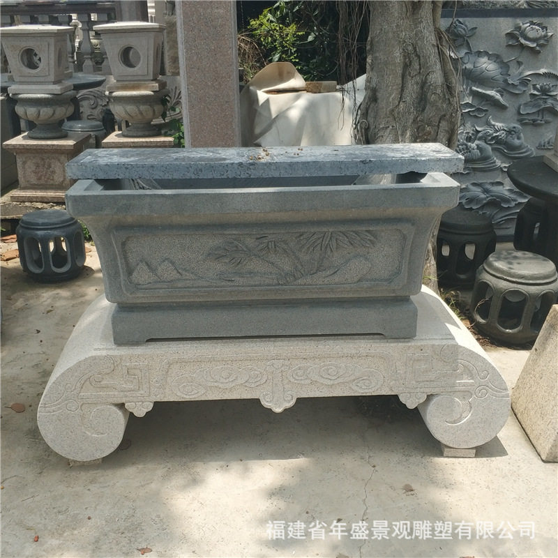 青石仿古石雕盆景架厂家现货