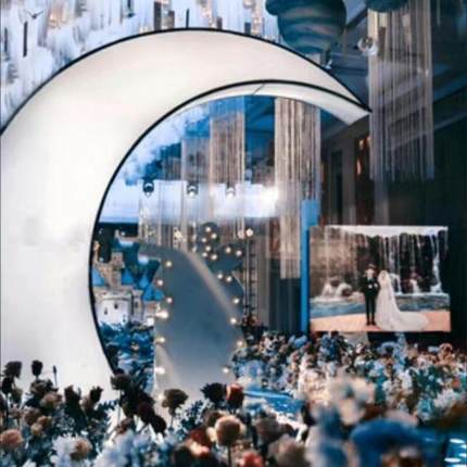 庆道具铁发艺光月亮摆件灯箱LED月亮求婚道具月婚亮AL102460橱窗