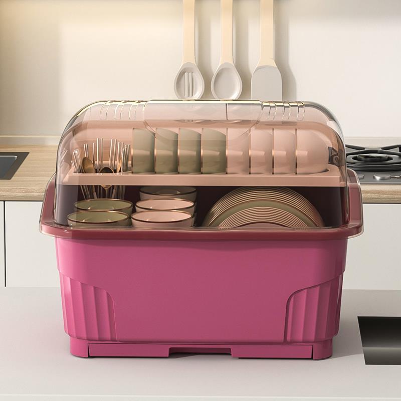 谋生双层碗碟收纳架碗柜家用厨房带架ltao8186盘盖沥置物放餐具水