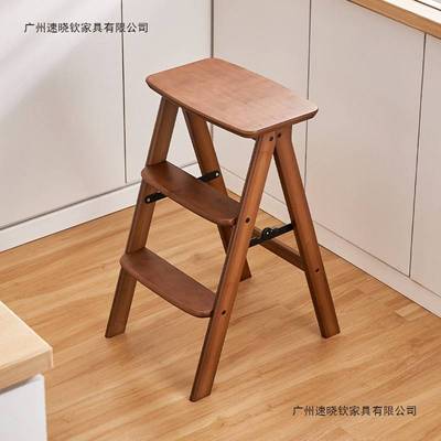 家用多功能厨房高脚凳实木折叠小梯凳家用便携加厚小板凳吧台凳子