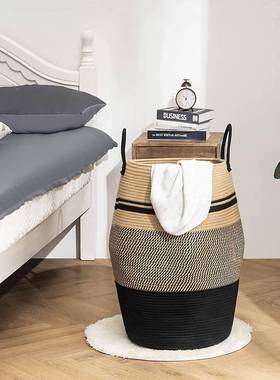 脏衣14110篮脏衣收纳篮家居收篓纳筐织玩具置物编大号家用棉绳折