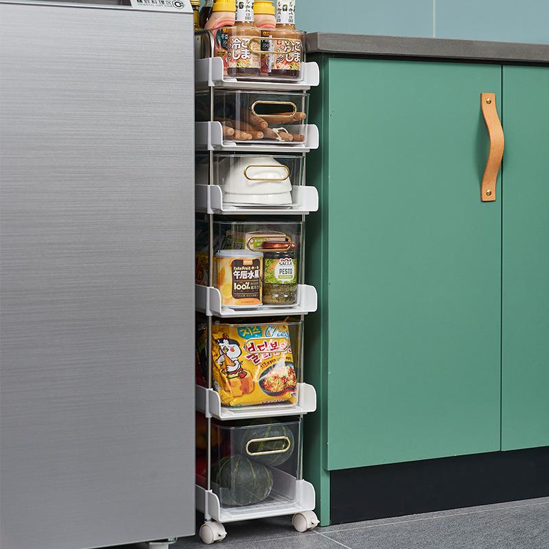 厨房置物架落地移屉动小推车多层夹缝纳架抽式收TM695500蔬篮调料