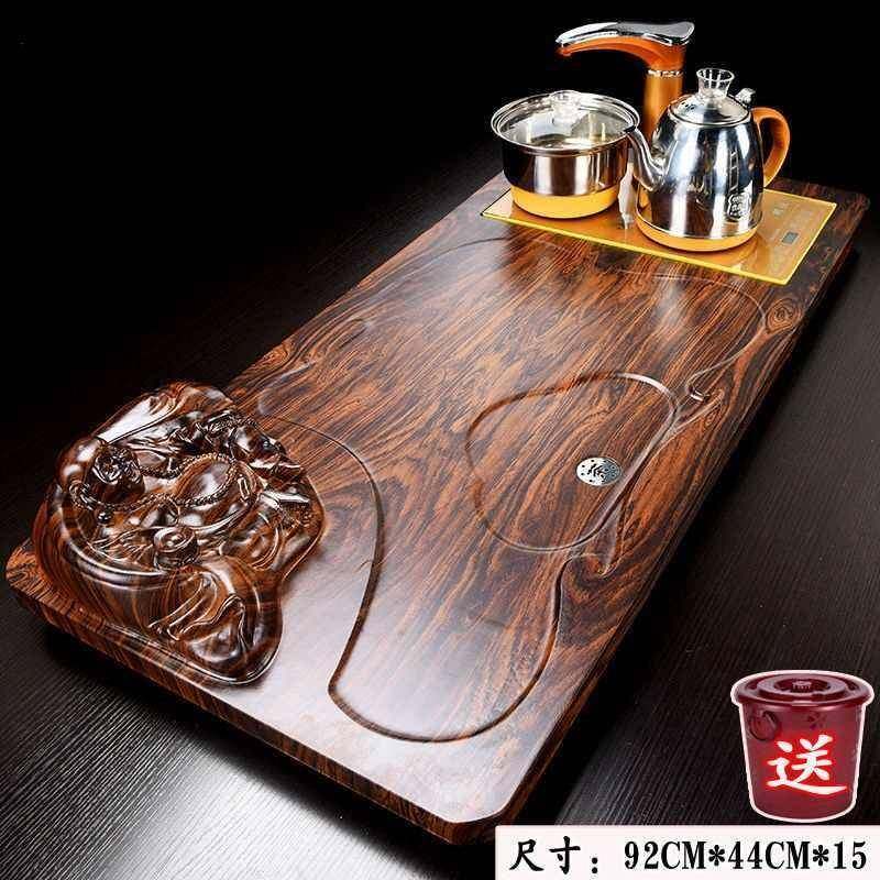 动家用办公茶台一茶海大号木茶质盘自抽水电器四合F87MJS86茶具套