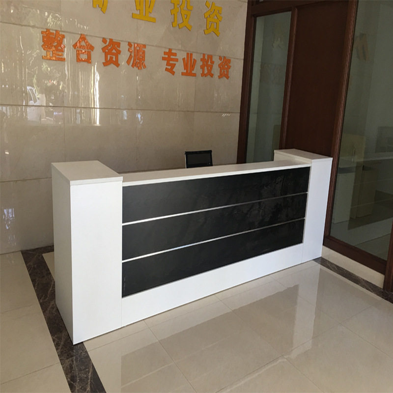 昆明办公家具 现代简约接待前台桌 长方形咨询服务台迎宾台柜台