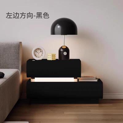 网红床头柜意式卧室约家用现UVW代收皮质新款简实木纳物床边柜储