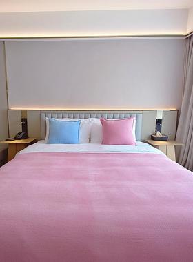 86M0不毛克莱因蓝色简约民宿毯床尾掉巾床盖尾毯床布装饰搭沙F778