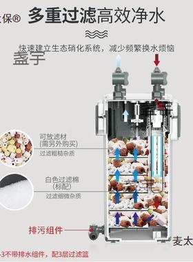 森森鱼过滤缸器HTV三合置一净太水循环缸吸便器静音底滤下置外过