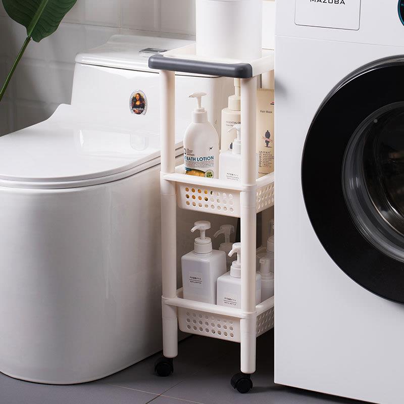 茶花厨房层置物架三夹缝收纳架带滑轮浴113001室收纳手推车113001