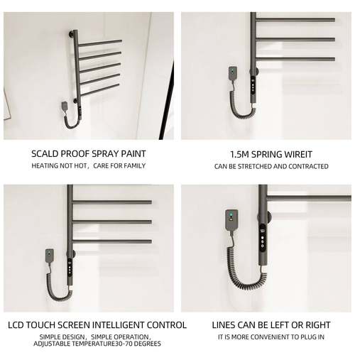 智能太锈空免铝电热VNM毛巾卫架生间打孔可旋转不钢烘干浴巾架