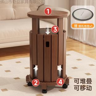 圆实木凳子叠ODI家用可叠放板凳纳组高凳叠凳餐厅堆叠合客人备用