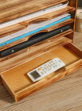 木质桌办公jld文件置物架分层4纸收纳储物木A面架多可层抽拉书架