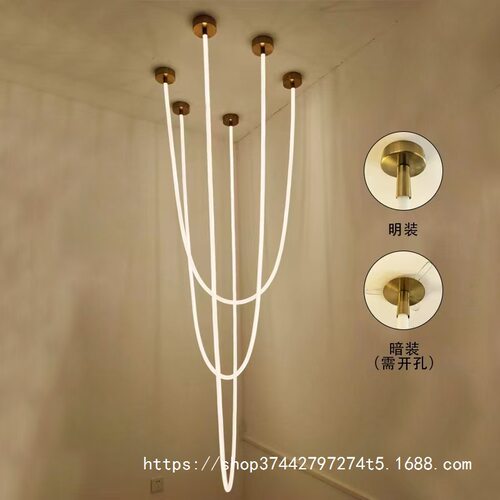 极简线条设计师样板房客厅灯