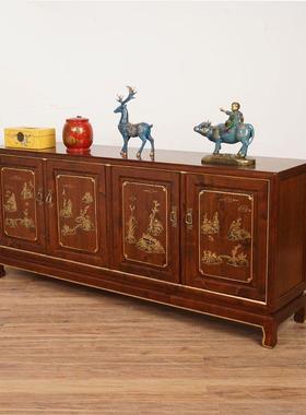 明清古中17198式做实木电视柜家用储收纳柜客厅物玄关地柜仿古旧