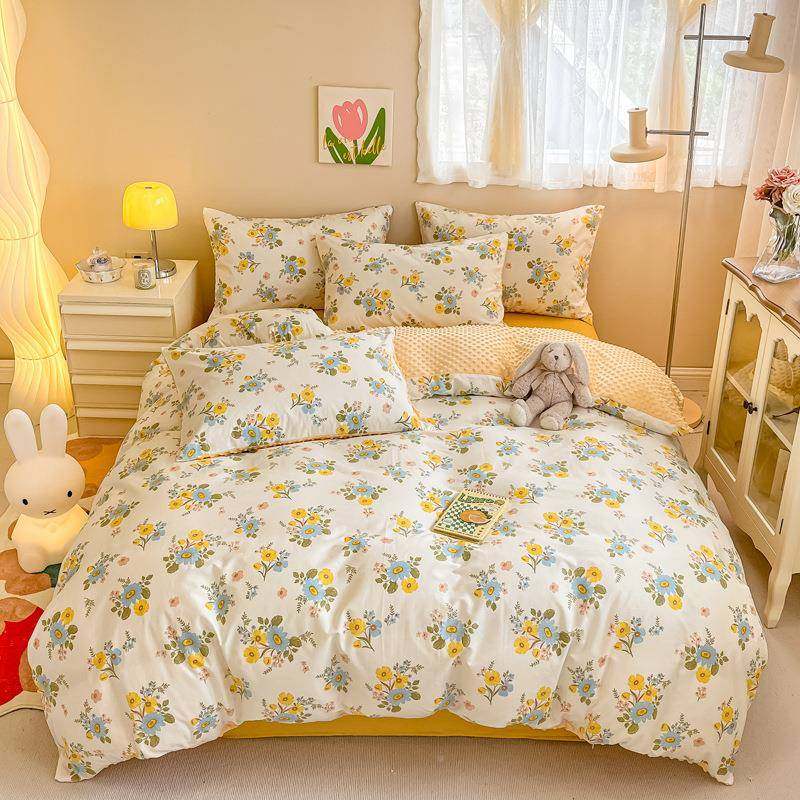 新JIANYI07款清新被子豆豆绒四小件套季加厚冬保学暖全棉生被套