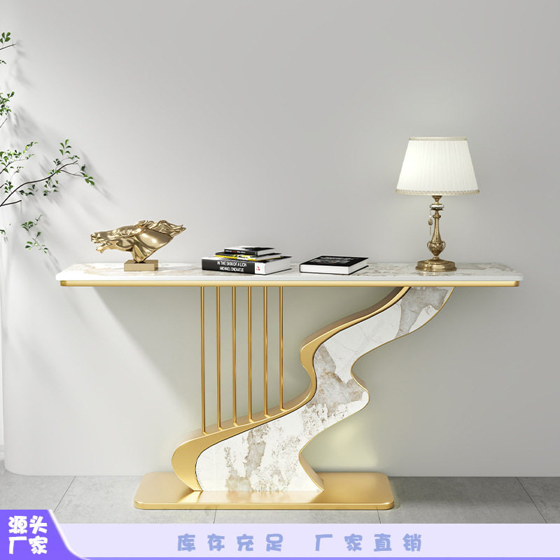 岩板玄关桌轻奢现代创意时尚简约靠墙艺术门厅半圆端景台装饰柜