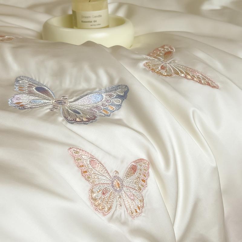 A类母婴夏季天丝棉蝴四冰件套刺绣蝶南通家高456133纺丝被套床单