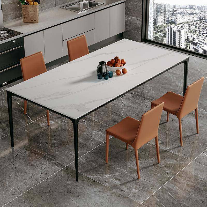 德丰利岩板餐桌家用小白户型意式约现代简铝合金长TB方形色轻奢餐