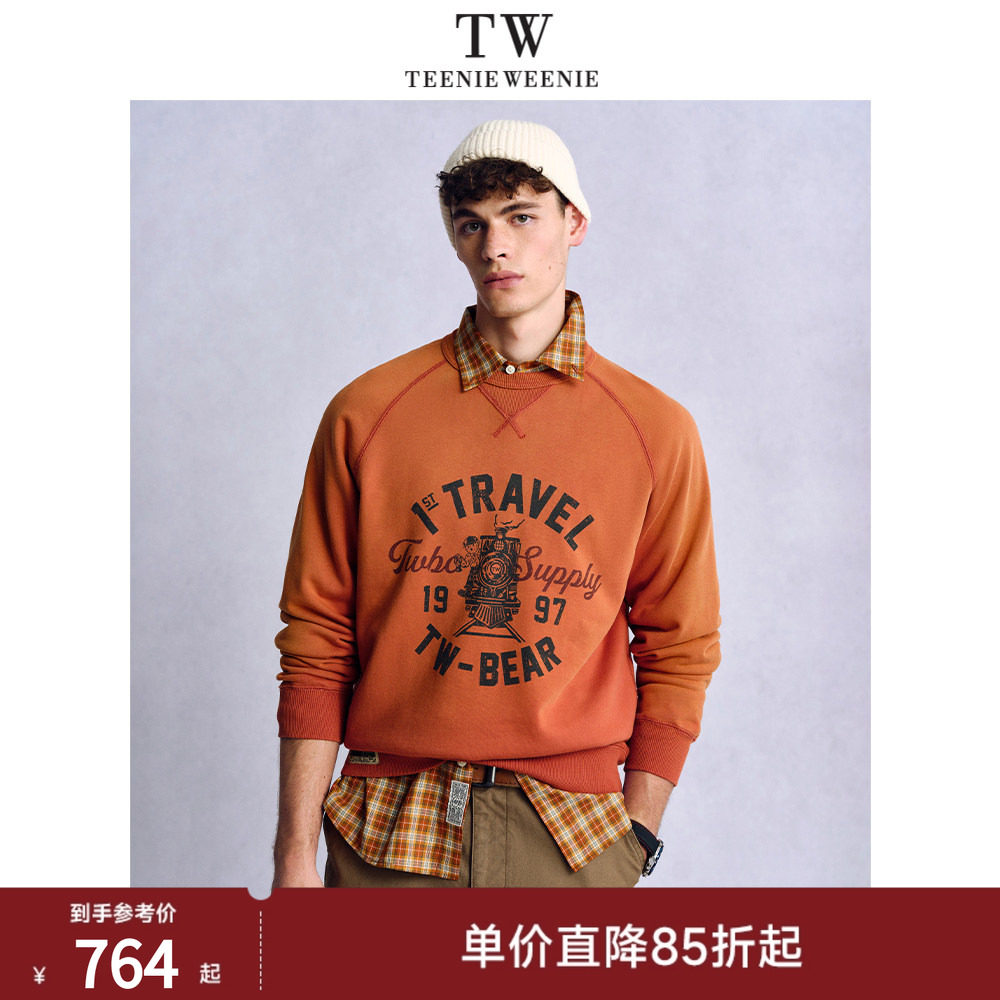 Teenie Weenie小熊男装复古宽松软糯舒适卫衣长袖新款美式上衣