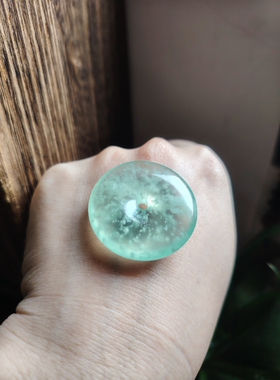 天然岫玉天青冻暴风雪飘花平安扣吊坠挂件送女友闺蜜生日礼物