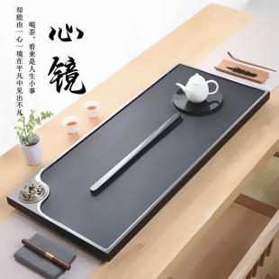 乌金石茶盘材茶盘用家天然石盘ONO带排水整块石原石茶台茶海威东