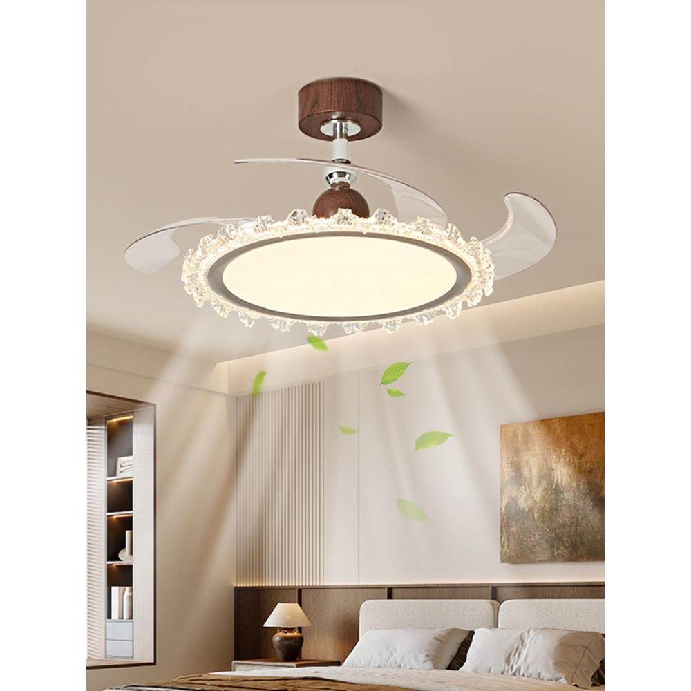 风658扇复古隐形具静音电扇灯中扇古风胡桃木轻奢水晶灯花边餐厅,家装灯饰光源,风扇灯,淘宝优惠券,粉丝福利购,淘宝优惠卷