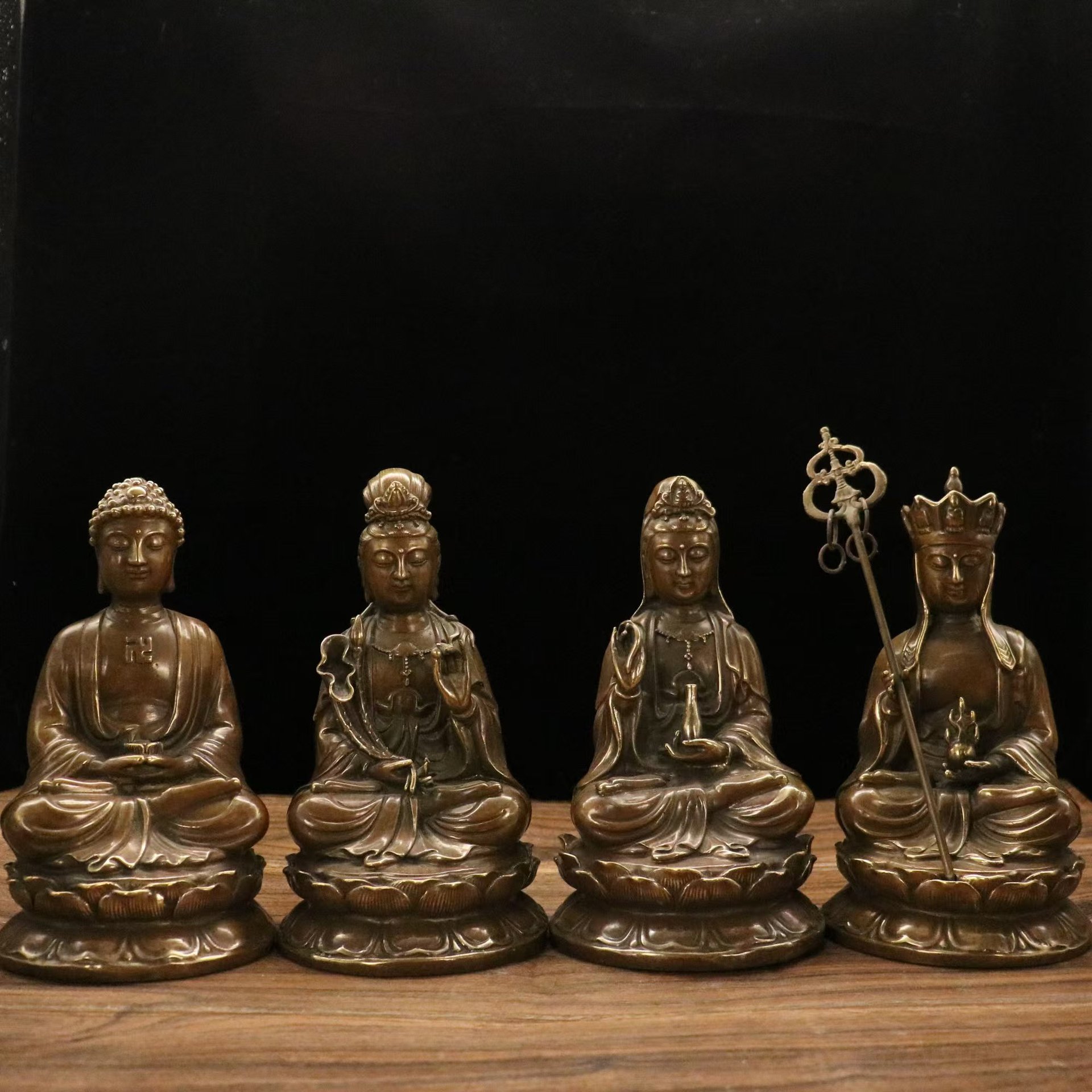 仿古铜南海观世音摆件家居客厅办公室桌面摆放中式创意装饰工艺品