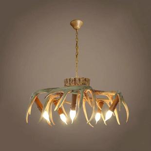 餐鹿角吊美式 复古客厅厅卧灯室书房吸982顶灯灯乡村田园民宿小木