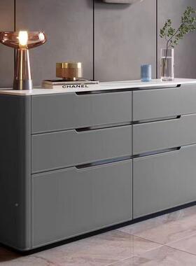 简马鞍皮靠墙餐边柜现板代家用斗小户型储物六柜岩客厅玄BEO极关