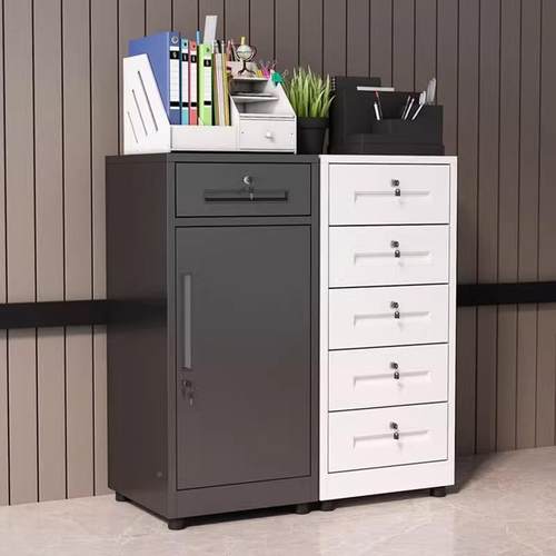 办HHAG-001公室铁皮文柜矮柜桌边带打印机资料件柜锁抽屉式下收纳