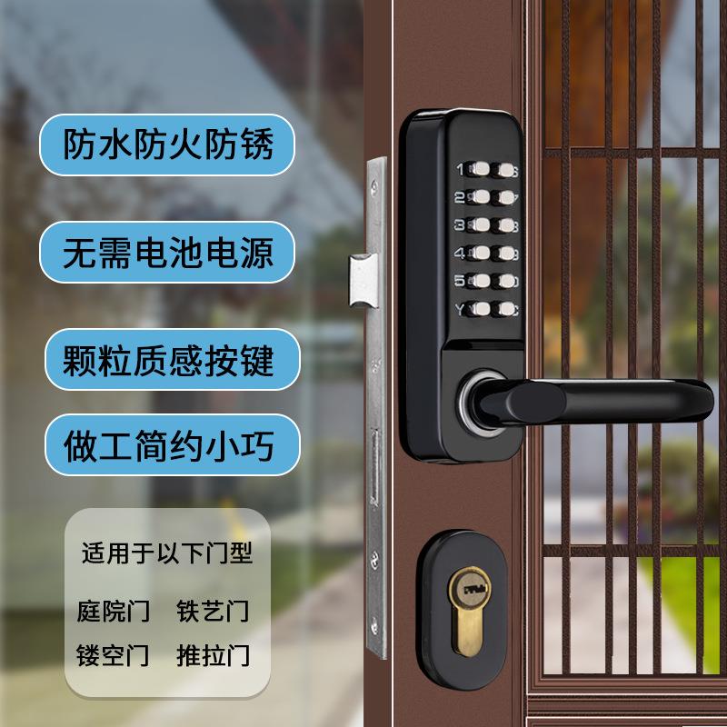 户外防水不用庭房院门铁艺门双电密码锁木门FYW铁门门简易电子面