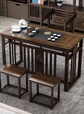 烧茶桌组VWH合新中式茶几家厅用客茶办公室茶桌台一体茶桌可水新