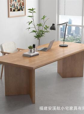 计师实木办设公桌桌椅组合简约现代客厅大PSF长书轻奢原木电家脑