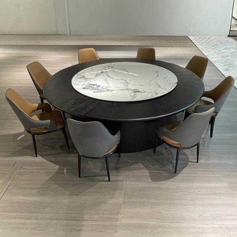 cs店电动856餐桌大圆桌岩新板定制饭桌中式12餐人15人2酒0饭店厅