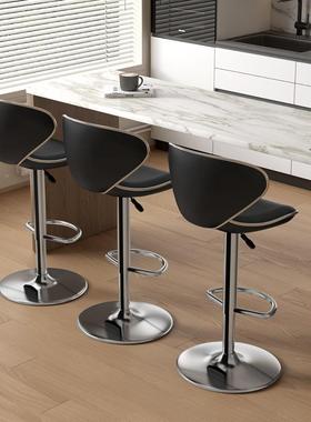 皮质转轮吧椅椅升降铁艺靠背酒台椅前台黑白纯色酒吧2023.11.吧圆