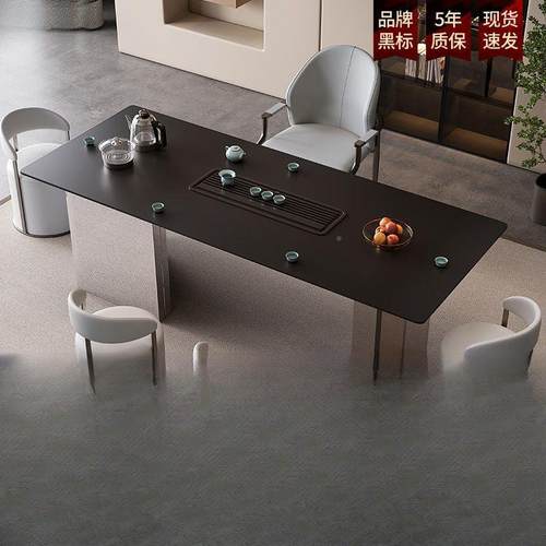 亚力悬VZO浮办岩板茶桌克组合公室功夫泡茶台家用阳台意式椅轻奢